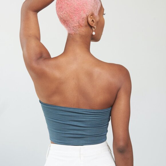 5 Pack Women’s Blue Tube Tops | Basic Fitted, Soft & Stretchy, Made in USA - Picture 7 of 7
